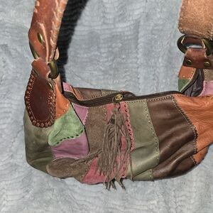 Colorful Patchwork Leather Hobo Bag